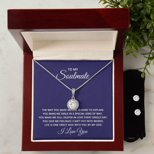 Gifts for Soulmate: Sparkling Eternal Hope Necklace and Earring Set - Whatever You Like Shop, LLC